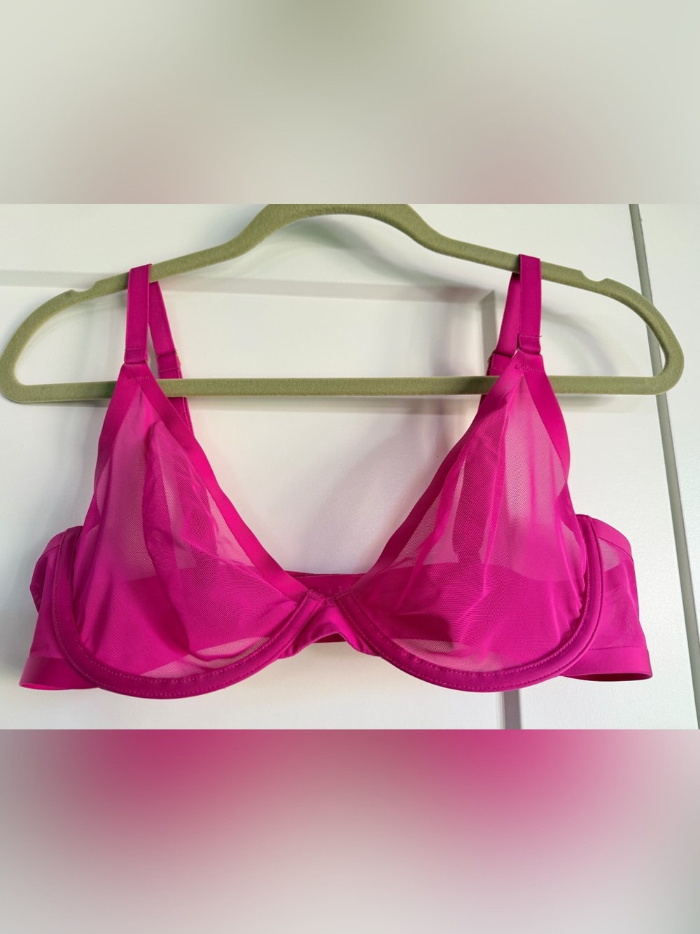 CUUP The Plunge mesh bra in hot pink - size 38B
